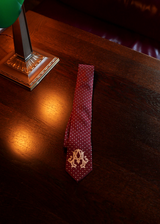 Italian Silk Polka Dot Monogram Tie — Bordeaux